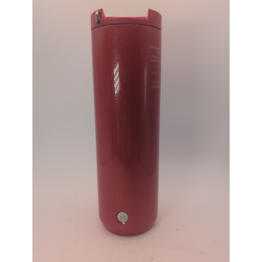 Starbucks Vacuum Insulated Tumbler 16oz Red Glitter Stainless Steel 2024 Sparkle